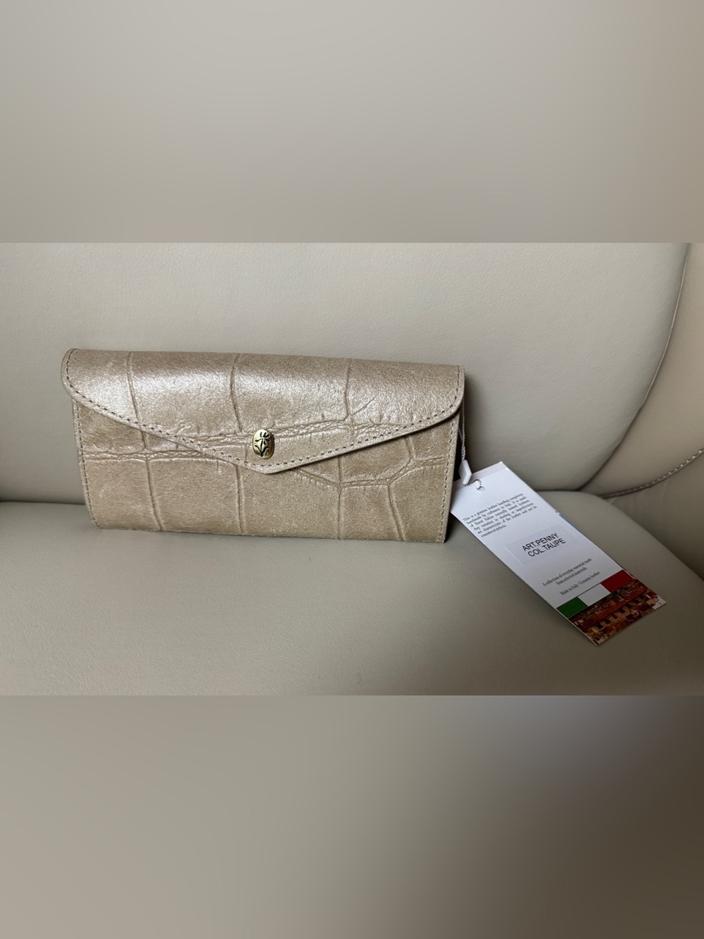 ISADORA Croc-Embossed Metallic Envelope Wallet